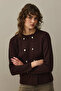Double Button Crop Cardigan Plum - 2