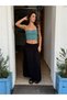Green Color Strapless Crop Blouse - 3
