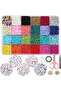 7500+ Pcs Glass Seed Beads for Bracelets Making Kit including 300pcs Alphabet Letter Beads w
