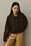 Oversize Short Denim Jacket Brown - 7