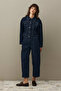 Oversize Short Denim Jacket Dark Blue - 8