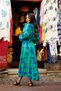 Blue Color Geometric Patterned Button Detailed Bohemian Dress - 8
