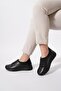 Elena Front Stretch Elastic Genuine Leather Women's Shoes Black Skin - 2