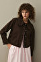 Round Neck Denim Jacket Brown - 7