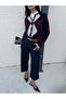 Women's Burgundy Buttoned Embroidered Cardigan 5570 - 2