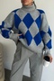 Oversize Baklava Patterned Turtleneck Knitwear Sweater Aw25Kz0051 - 5
