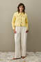 Round Neck Denim Jacket Yellow - 4