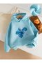 Girl's Hooded Baby Blue Hibiscus Flower Printed Sweatshirt