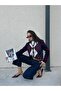 Women's Burgundy Buttoned Embroidered Cardigan 5570 - 3