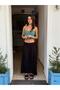 Green Color Strapless Crop Blouse