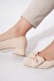 Floret Bow Low Heel Women's Shoes Beige - 2