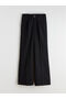 Black Belted Wide Leg Women's Pleated Trousers - 5