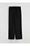 Black Elastic Waist Wide Leg Women's Trousers