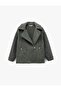 Long Sleeve Pocket Zipper Detailed Short Boucle Coat