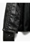 Lined Long Sleeve Stand Collar Zipper Faux Leather Jacket - 7