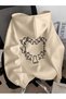 Women's Beige Heart Cat Printed Hooded Hoodie Sweatshirt