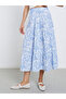 Floral Print Elastic Waist A-Line Midi Skirt - 2