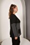 Plus Size Front Button and Pocket Detail Blouse Black - 3