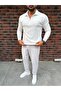 Vertical Striped Ottoman Fabric Zipper Detailed Men's Tracksuit Set