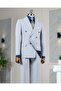 Italian Style Double-Breasted Jacket Pants Suit Gray T14081