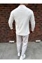 Vertical Striped Ottoman Fabric Zipper Detailed Men's Tracksuit Set - 3
