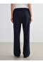 Navy Blue Women's Sweatpants with Elastic Waist - 5