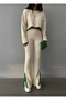 Milan Line Detail 2-Piece Crop-Trouser Set 2026 Green-Beige - 2
