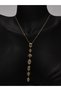 White Stone Gold Steel Y Necklace - 2