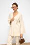 Lace-Up Soft Knitwear Cardigan Ekru 8269 - 4