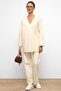 Lace-Up Soft Knitwear Cardigan Ekru 8269