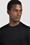 Men's Regular Fit Round Collar 100% Cotton Shark Logo Short Sleeve Black-Silver T-Shirt - 4