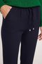 Women's Relax Fit Comfortable Cut High Waist Narrow Leg Elastic Waist Lace-Up Navy Blue Trousers - 3