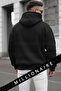 Men's Black Alpha Wolf Hooded Oversize 3 Thread Ruched Loose Fit Hoodie Sweatshirt - 5