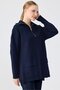 Zippered high neck knit tunic navy blue