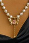 Gold Color Butterfly Pearl Steel Necklace - 2