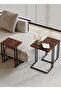 3Pcs C-Shaped Coffee Service Table Set Side Nesting Table Table Small Coffee Table Couch Table