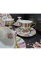 Esterhomedecor 6-Person Porcelain Hand-Painted Coffee Cup Set with Saucers - 4