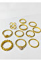 11-Piece Ring and Knuckle Ring Set with Pearls Gold Color - 3