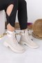 Women's Beige Stretch Flat Sole Long Casual Boots Bootie Nk1134 - 2