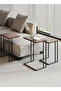 3Pcs C-Shaped Coffee Service Table Set Side Nesting Table Table Small Coffee Table Couch Table - 3