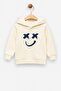 Children's Hooded Sweatshirt – Cream Color, Red Smile Print, Comfortable and Fun Design