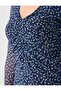 Dark Petrol V-Neck Long Sleeve Polka Dot Mesh Midi Dress - 4