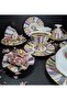 Esterhomedecor 6-Person Porcelain Hand-Painted Coffee Cup Set with Saucers - 2