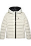 Women's Brand Flag Logo Fixed Hooded Quilted Padded Ecru Coat