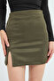 Women's Slit Faux Suede Skirt - 5