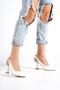 White Women's Open Back Pointed Toe 7 cm Heeled Sandals Shoes Wsb0448 - 2