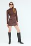 Women's Faux Suede Skirt with Pocket Detail - 5