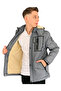 Boy's Outdoor Thin Anthracite Coat with Zipper Pockets, Detachable Hood, and Plush Lining Inside - 4