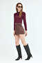 Women's Belted Faux Suede Skirt - 5