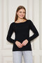 Boat Neck Long Sleeve Basic Women's T-Shirt Comfortable and Stylish